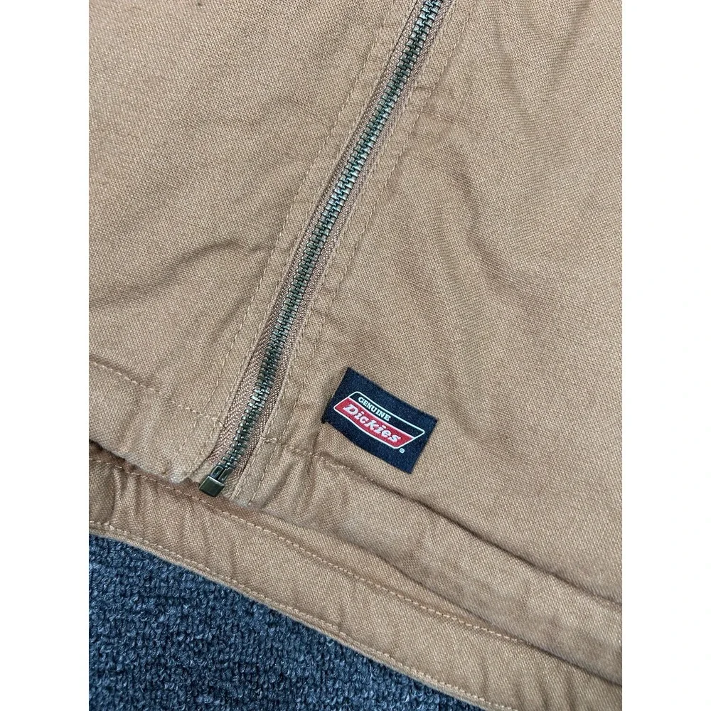 Dickies Duck Canvas Sherpa Lined Vest Men's XL Brown Full Zip Workwear‎ Pocket